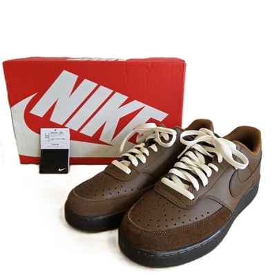NIKE ナイキ コート ビジョン ロー COURT VISION LO 9.5 27.5cm スニーカー IO8749-299 合成皮革 ブラウン メンズ【中古】