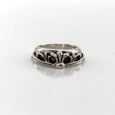 CHROME HEARTS(クロムハーツ) HALF CLSC FLRL CRS ハーフクラシックフローラルクロス SV925 #11号 リング・指輪 7.04g シルバー