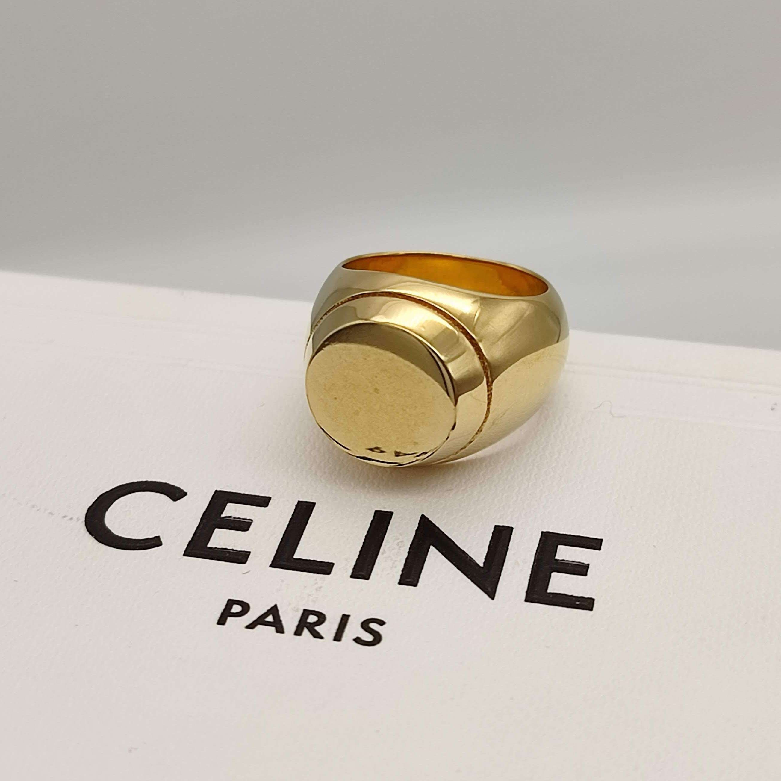 【美品】セリーヌ CELINE シグネットリング ゴールド メンズ 52