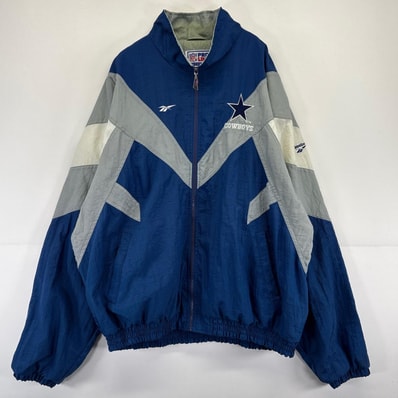 古着 90's/90年代 リーボック Reebok ナイロンジャケット NFLチーム 刺繍 COWBOYS マルチカラー バッグデザイン 2XL ブルー系 メンズ