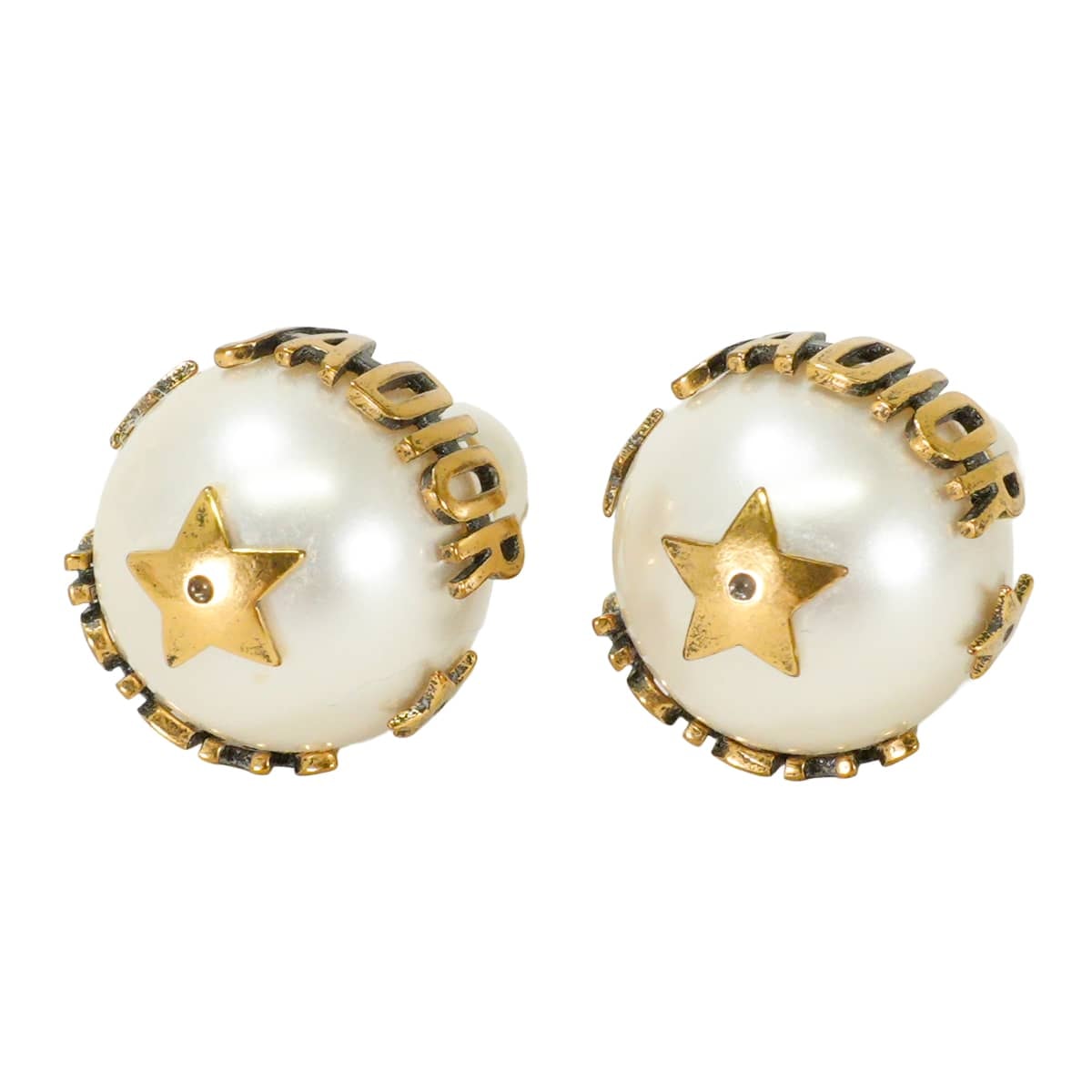 Dior ディオール ピアス ジャディオール J'Adior トライバル 白 (ホワイト)/ゴールド レジンパール/メタル アンティークゴールド金具 新品同様【中古】