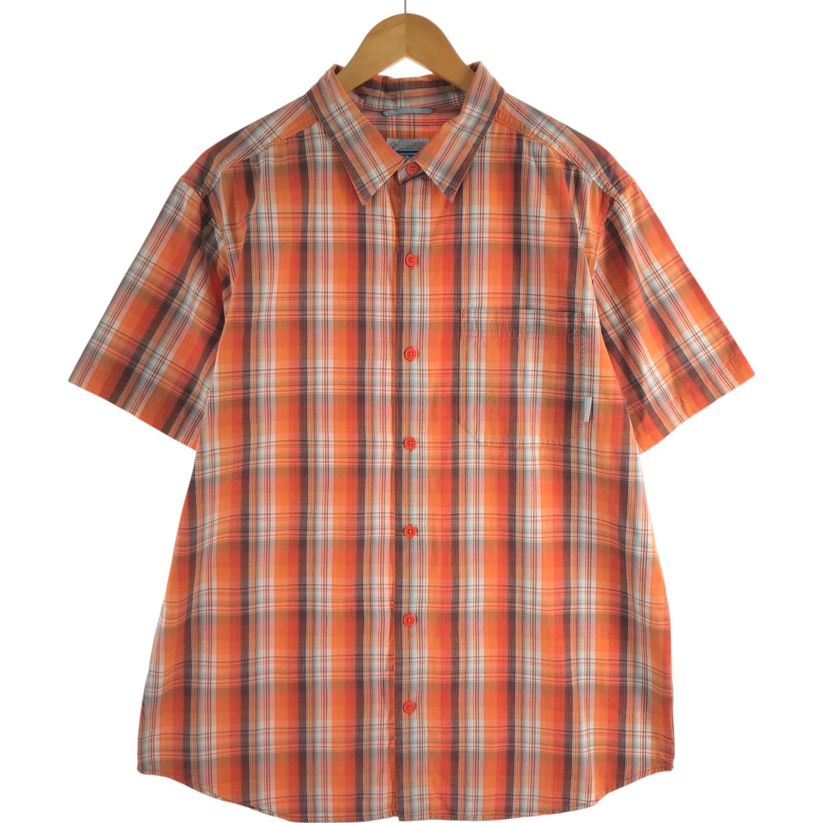 古着 コロンビア Columbia OMNI-SHADE 半袖 コットン チェックシャツ メンズL相当/eaa562037