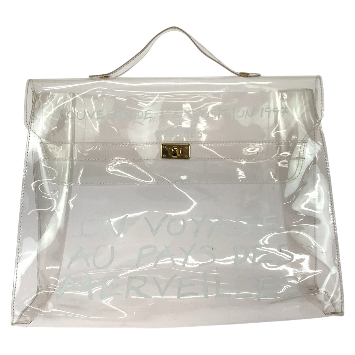 美品 HERMES エルメス ビニールケリー クリア ホワイト ゴールド金具 PVC ビニール/ メッキ/ ハンドバッグ 604386 【中古】