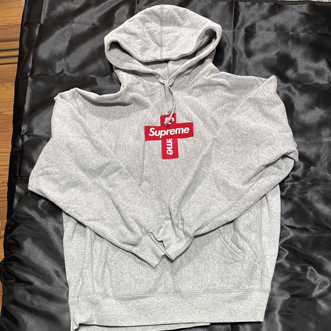 Supreme Cross Box Logo Hooded Sweatshirt "Grey"