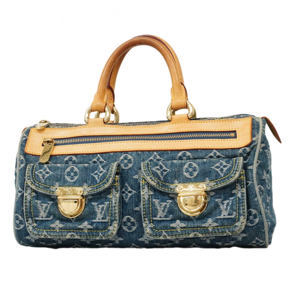 【6db1634-k】ルイヴィトン ハンドバッグ モノグラム・デニム ネオスピーディ M95019 ブルー【中古】レディース