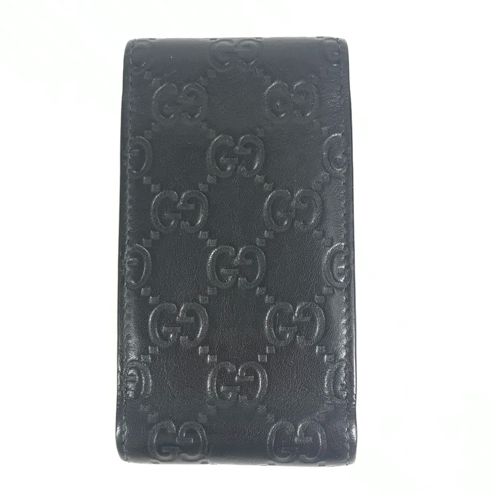 グッチ GUCCI グッチシマ ロゴ GG 181716  ポーチ タバコケース フラップ シガレットケース シマレザー ブラック