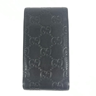 グッチ GUCCI グッチシマ ロゴ GG 181716 ポーチ タバコケース フラップ シガレットケース シマレザー ブラック