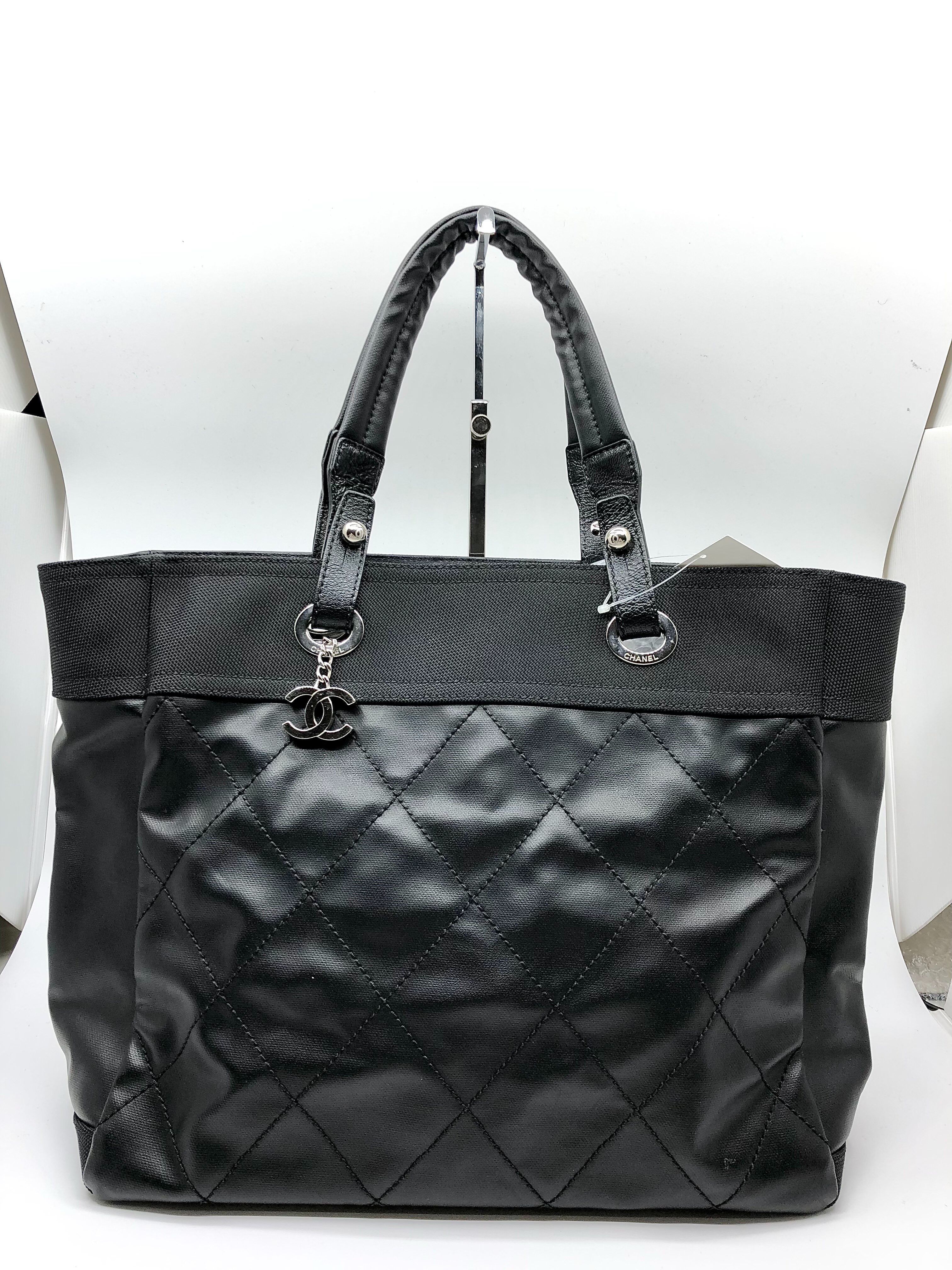 CHANEL Paris Biarritz MM Canvas Tote Bag "Black"