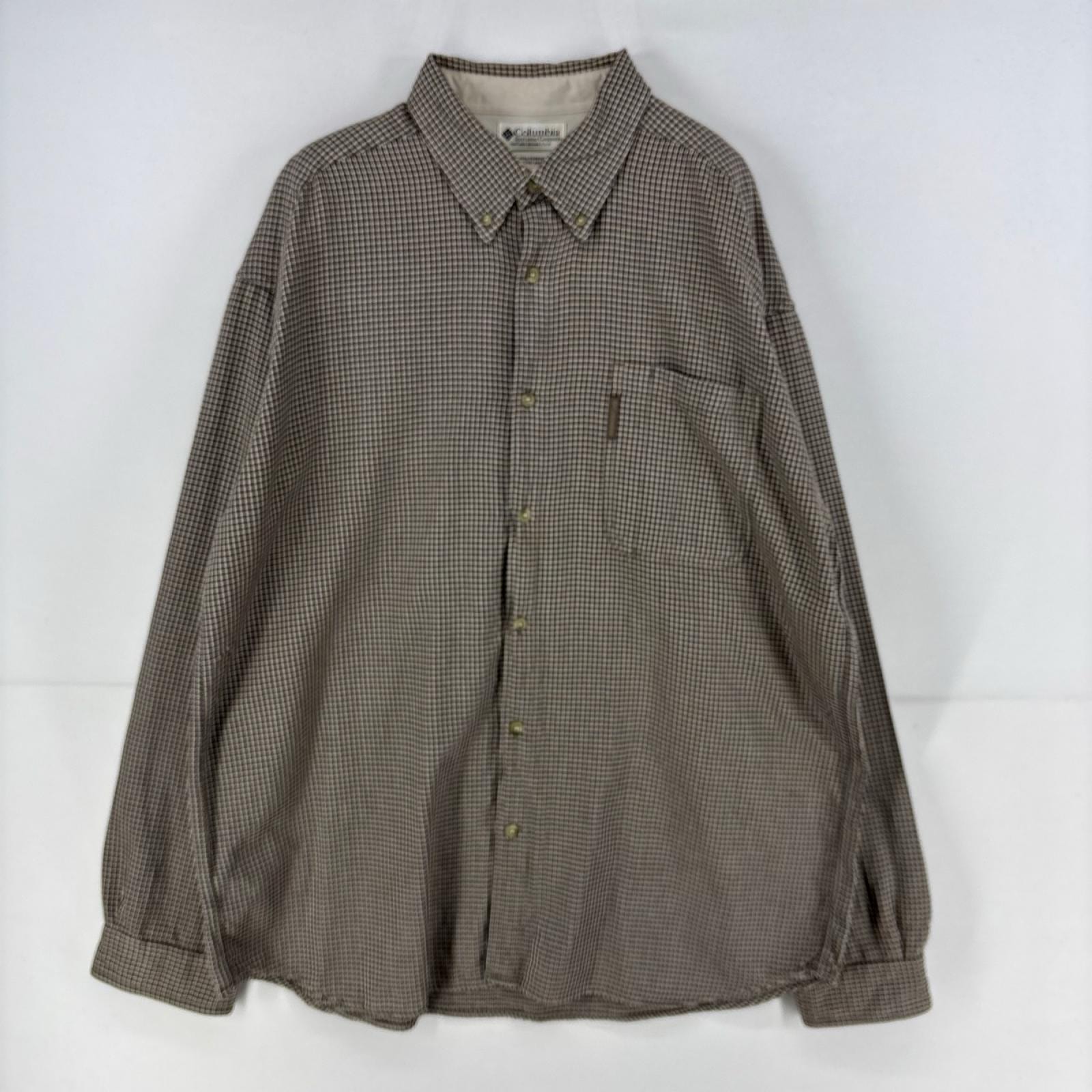 古着 コロンビア Columbia 長袖シャツ 大きいサイズ 胸ポケット 千鳥格子 ネルシャツ 2XL  ブラウン系 チェック メンズ