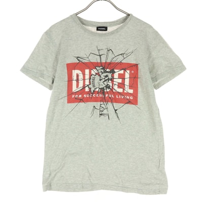 美品 DIESEL ディーゼル プリント 半袖 Tシャツ 14 グレー