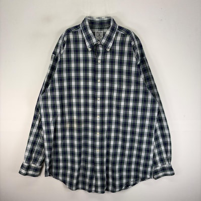 古着 ブルックスブラザーズ Brooks Brothers 長袖シャツ 胸ポケット ボタンダウン M グリーン系 チェック メンズ
