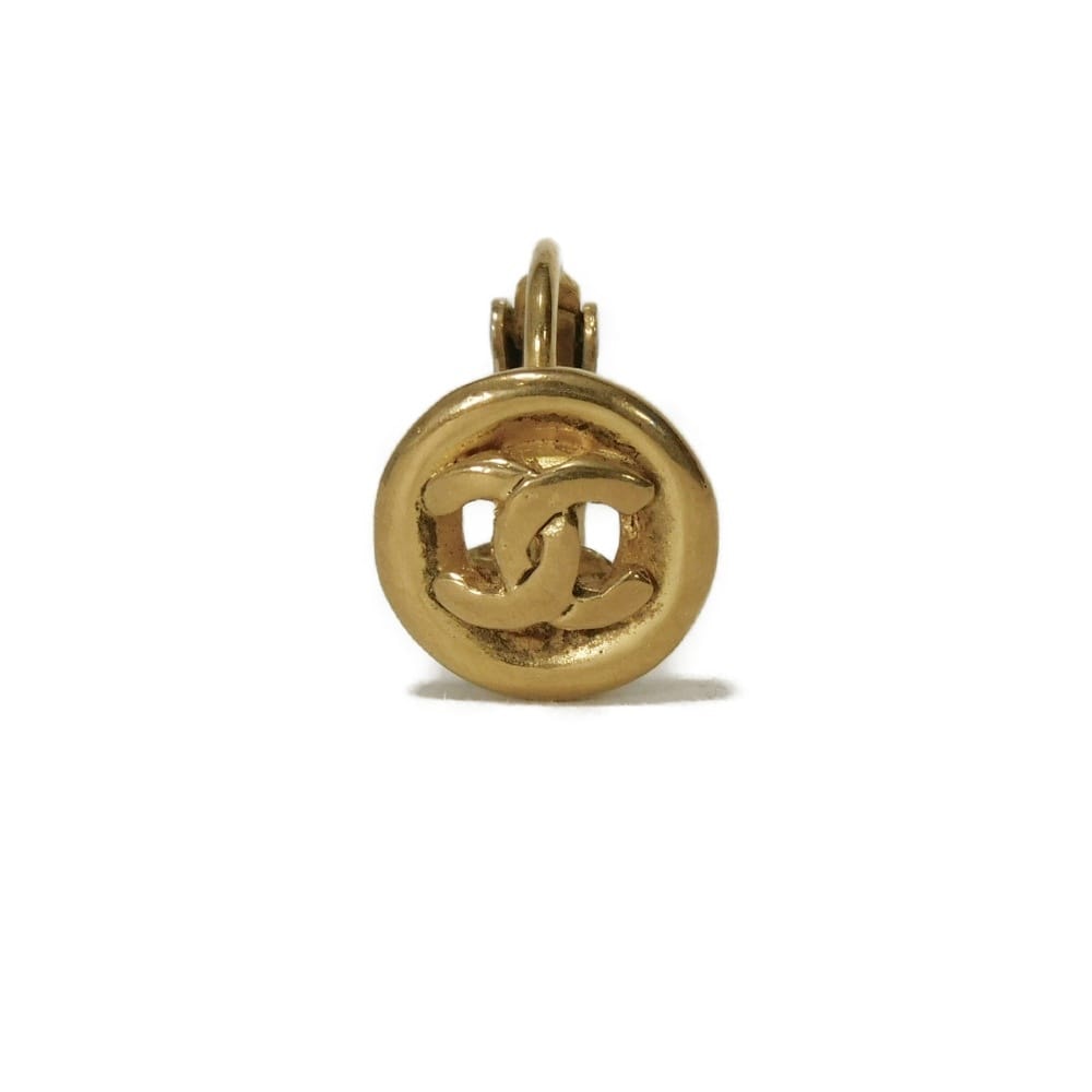 CHANEL シャネル サークル ココマーク 片方のみ ロゴ ココ ラウンド クリップ ヴィンテージ オールド CCマーク メッキ ゴールド イヤリング