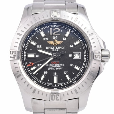 ブライトリング BREITLING A17388 コルト クロノメーター デイト ブラック 自動巻き メンズ 良品 腕時計 B#149346