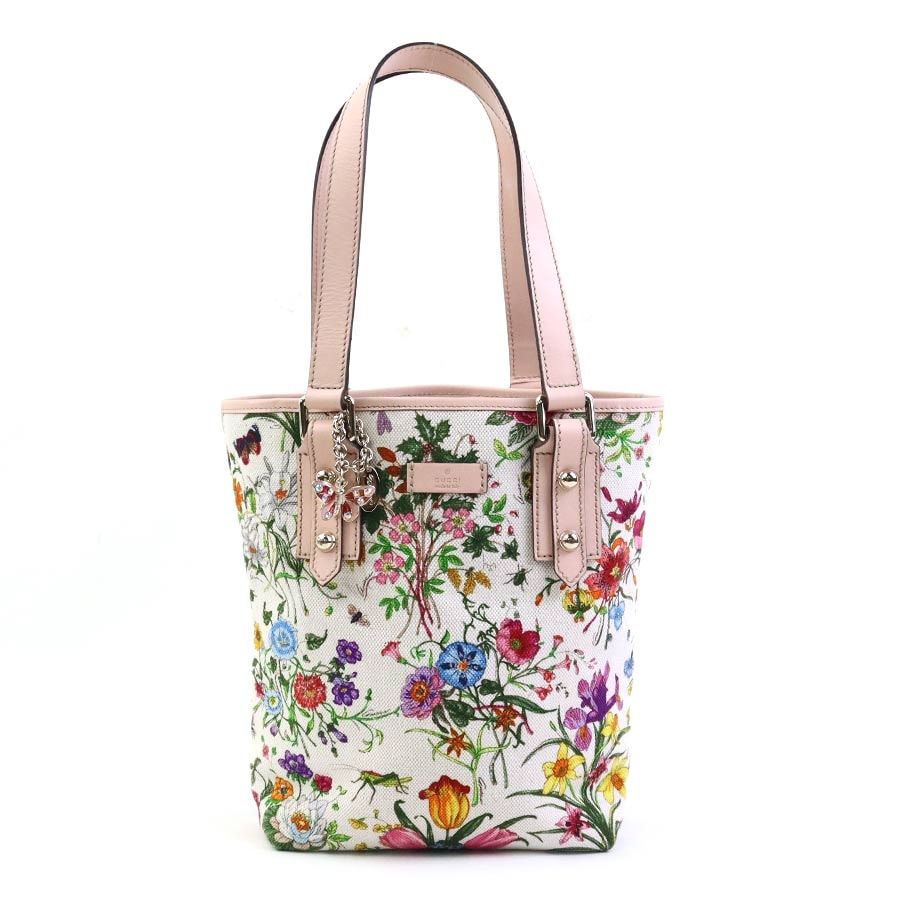 グッチ GUCCI ハンドバッグ フローラ キャンバス/レザー ピンク/マルチカラー レディース 240018【中古】 h32479k