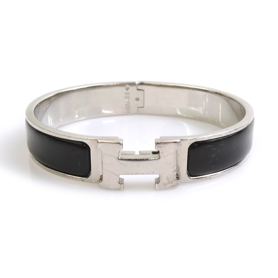エルメス HERMES ブレスレット クリックH メタル/エナメル ブラック/シルバー レディース【中古】 h32670a