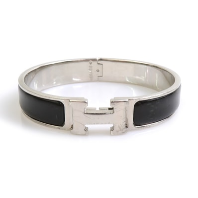 エルメス HERMES ブレスレット クリックH メタル/エナメル ブラック/シルバー レディース【中古】 h32670a