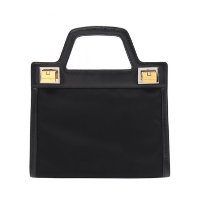 サルヴァトーレフェラガモ Salvatore Ferragamo ハンドバッグ バッグ キャンバス レザー レディース ブラック系 21 1849 【中古】