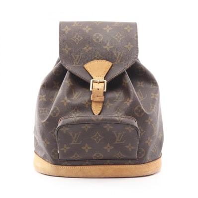 ルイ・ヴィトン LOUIS VUITTON モンスリMM リュックサック バックパック バッグ PVCコーティングキャンバス レザー モノグラム レディース ブラウン系 M51136 【中古】