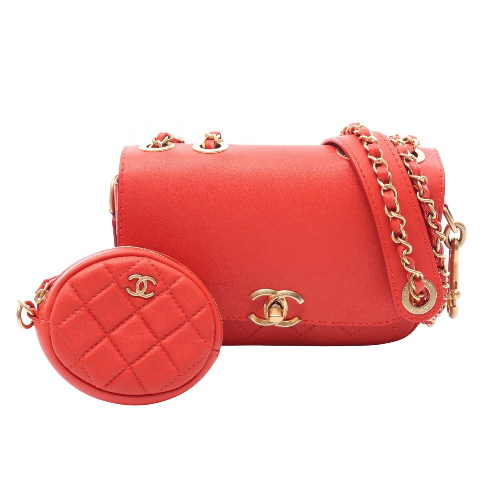 シャネル CHANEL マトラッセ ショルダーバッグ バッグ ラムスキン(羊革) レディース レッド系 【中古】