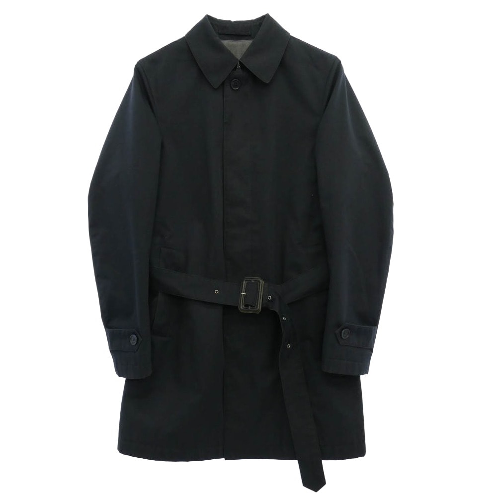 Herno ヘルノ 比翼 ステンカラー  ロング コート ブラック系 44【中古】