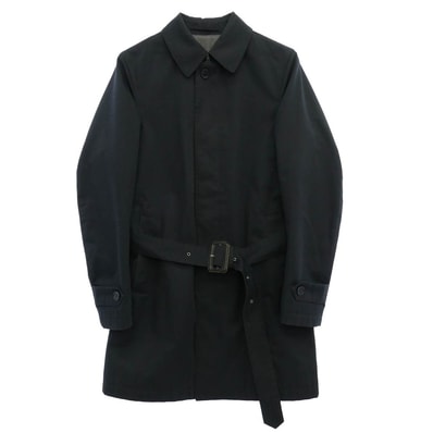 Herno ヘルノ 比翼 ステンカラー ロング コート ブラック系 44【中古】