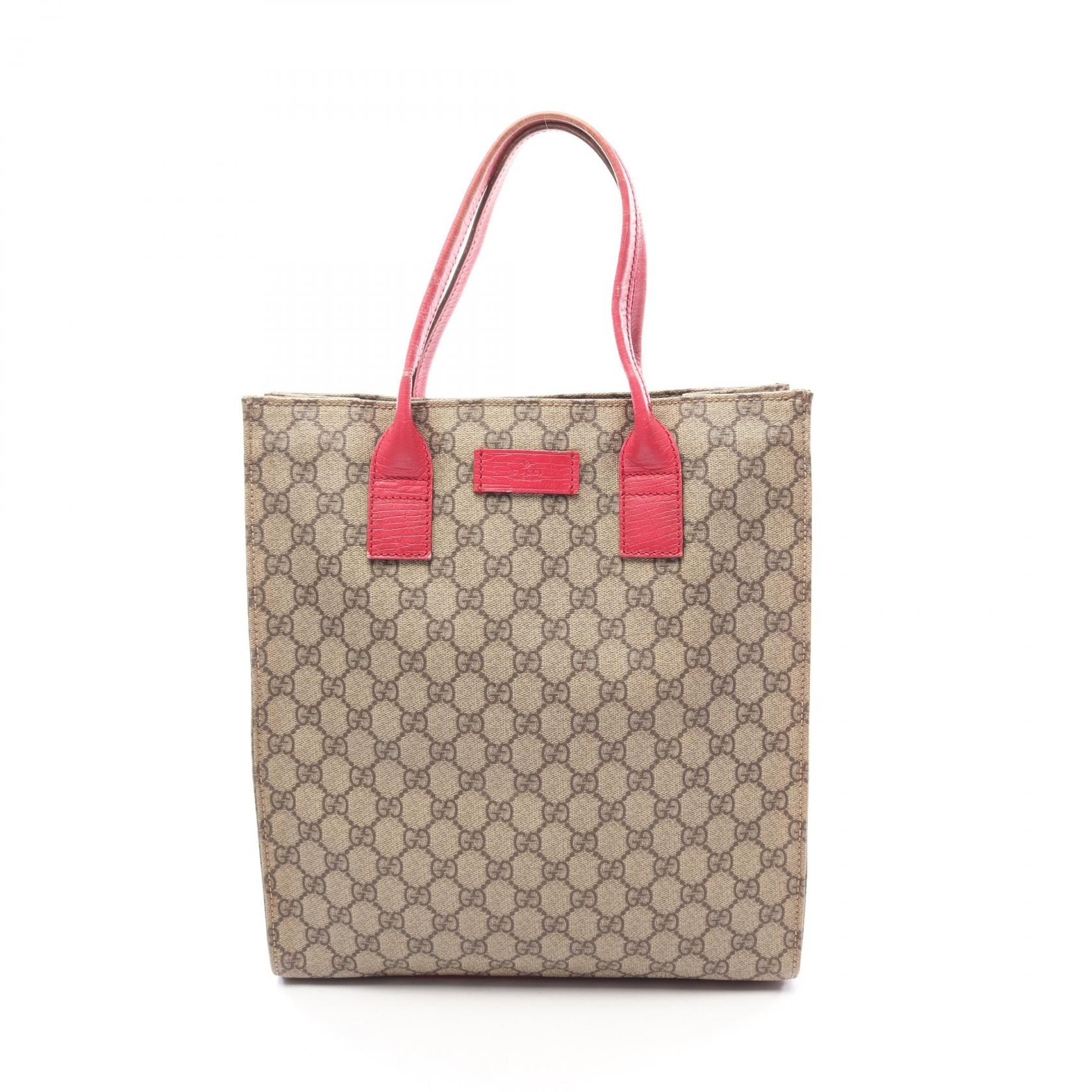 グッチ GUCCI GGスプリーム トートバッグ バッグ PVCコーティングキャンバス レザー レディース ベージュ系 / ピンク系 91249 【中古】