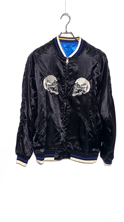 STUSSY "SKULL & SNAKE SOUVENIR JACKET OLD Black×Blue