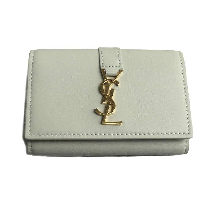 SAINT LAURENT サンローラン キーケース YSLライン アイボリー CFP613334 レディース【中古】【美品】