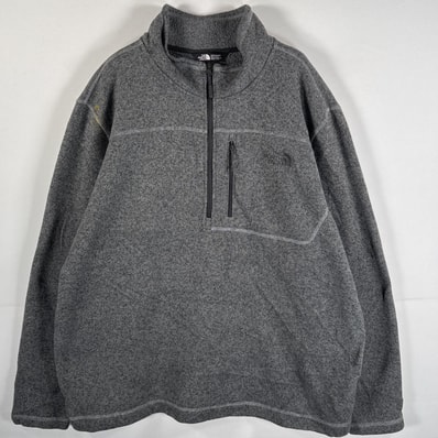 古着 ザ・ノースフェイス THE NORTH FACE フリースジャケット ハーフジップ ビッグサイズ ワンポイントロゴ刺繍 14041 グレー メンズ