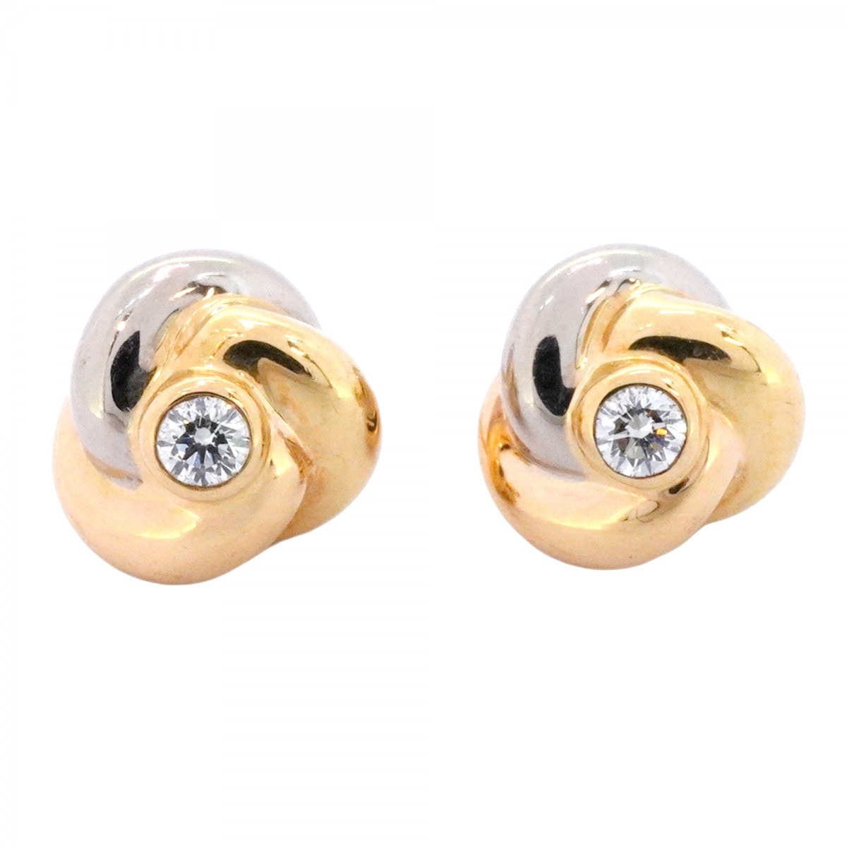 【6jdb0408-14】カルティエ ピアス ベビートリニティ 1PD K18YG イエローゴールド K18WG ホワイトゴールド K18PG ピンクゴールド/ダイヤモンド【中古】レディース