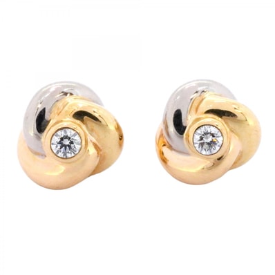 【6jdb0408-14】カルティエ ピアス ベビートリニティ 1PD K18YG イエローゴールド K18WG ホワイトゴールド K18PG ピンクゴールド/ダイヤモンド【中古】レディース