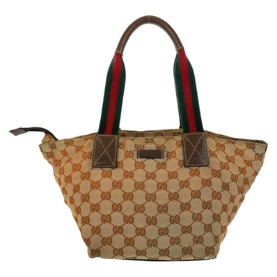 GUCCI グッチ シェリーライン ベージュ ブラウン GGキャンバス レザー/ トートバッグ ハンドバッグ 506408 【中古】
