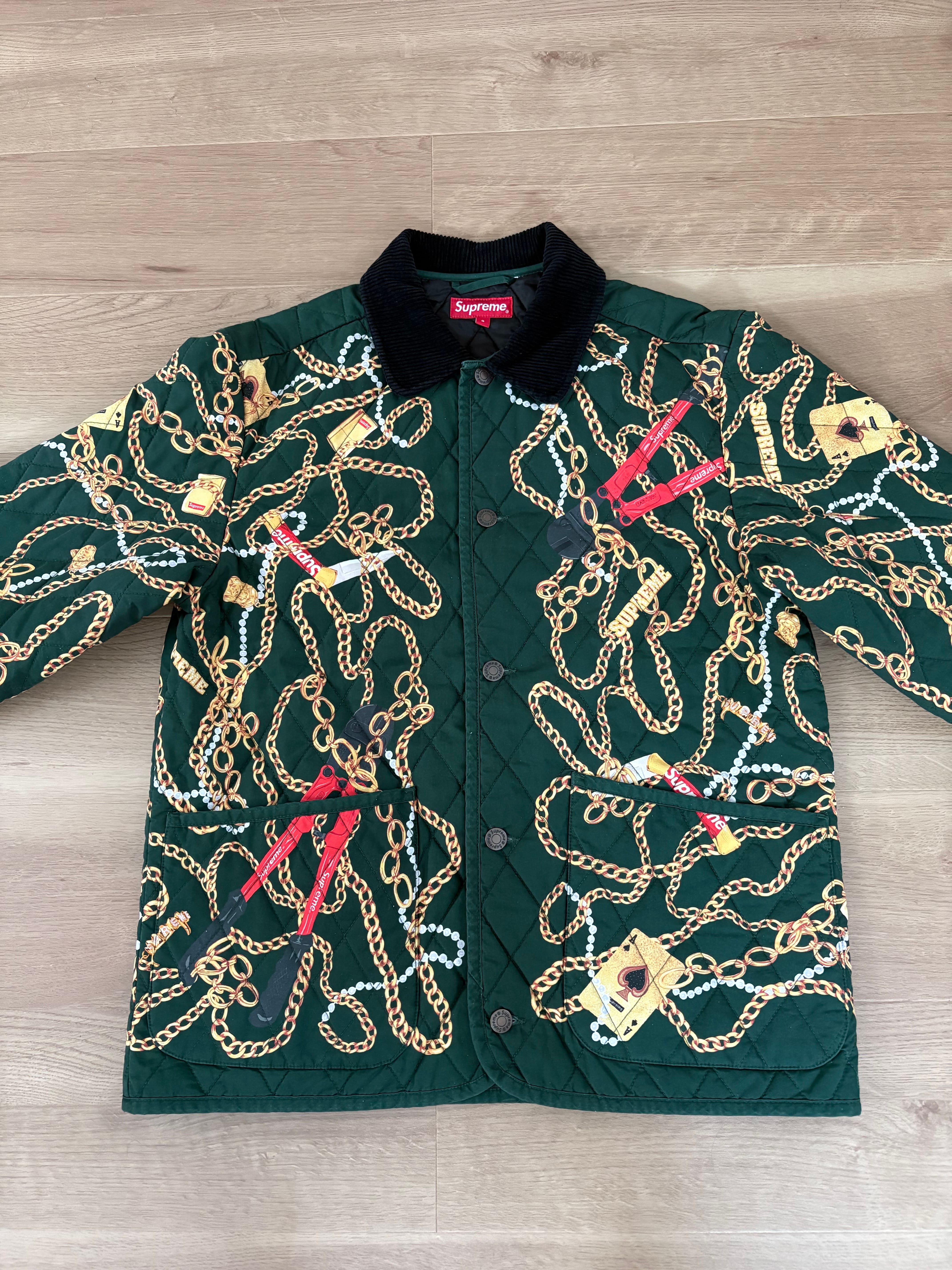 Supreme Chains Quilted Jacket "Dark Green"