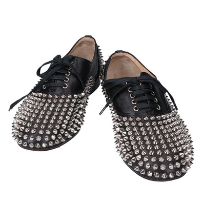 クリスチャンルブタン FREDDY FLAT NAPPA スタッズ フラット レザーシューズ 38