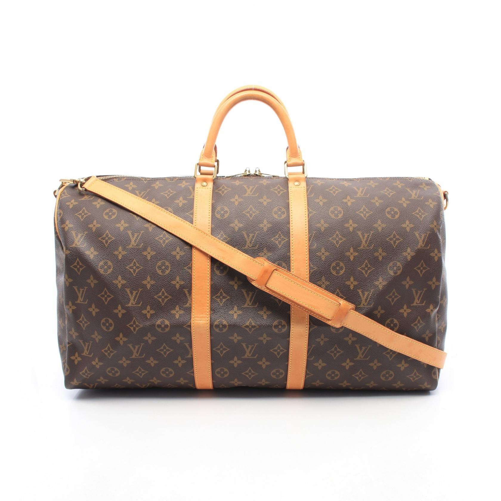 ルイ・ヴィトン LOUIS VUITTON キーポル バンドリエール55 モノグラム 2WAY ボストンバッグ バッグ PVCコーティングキャンバス レザー モノグラム メンズ レディース ブラウン系 M41414 【中古】
