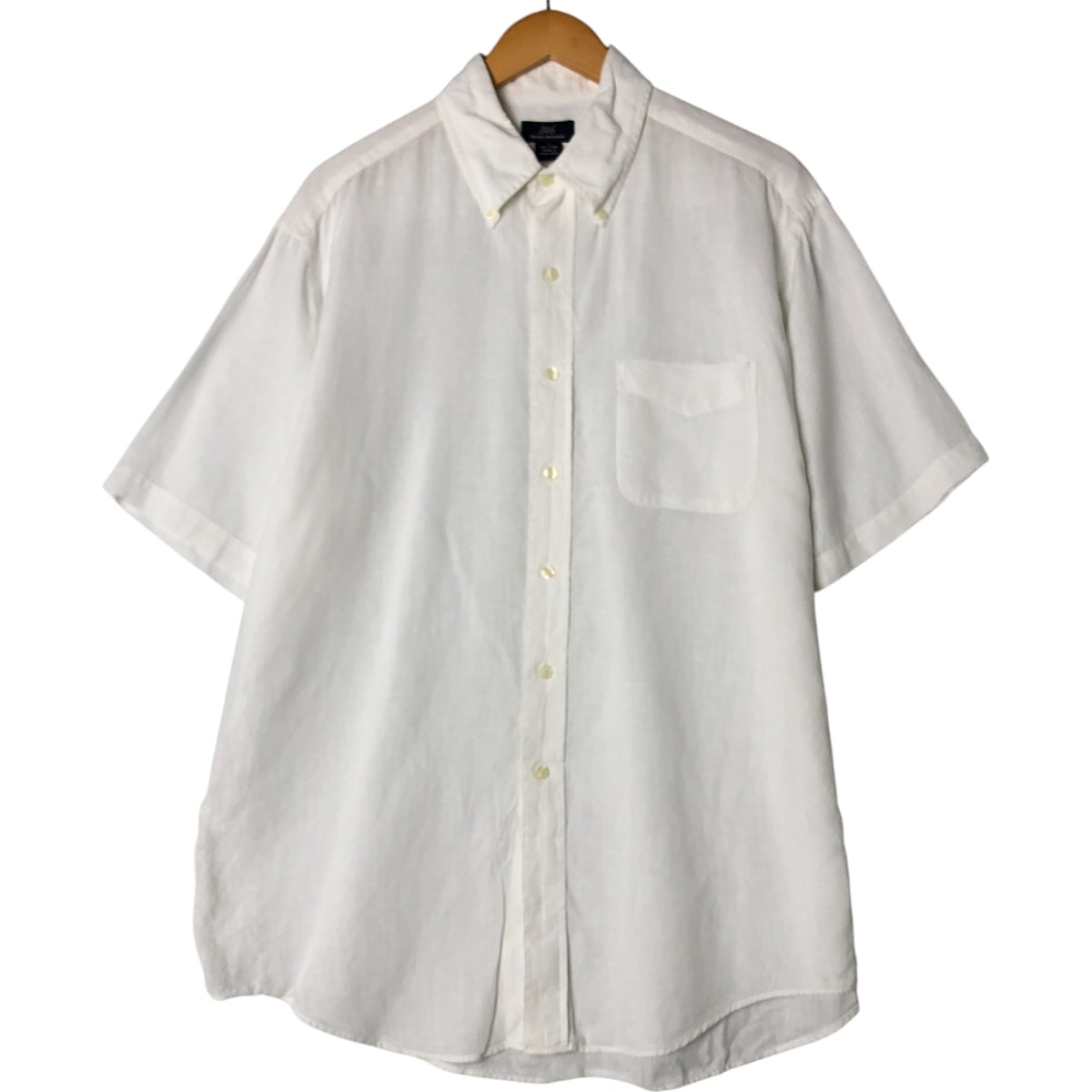 古着 ブルックスブラザーズ Brooks Brothers 346 半袖 リネン ボタンダウンシャツ メンズL相当/eaa553245