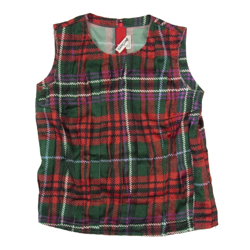 COMME des GARCONS コムデギャルソン カットソー 23SS GM-B006 タータンチェック ノースリーブ タンクトップ カットソー チュニック レッド系 M【中古】
