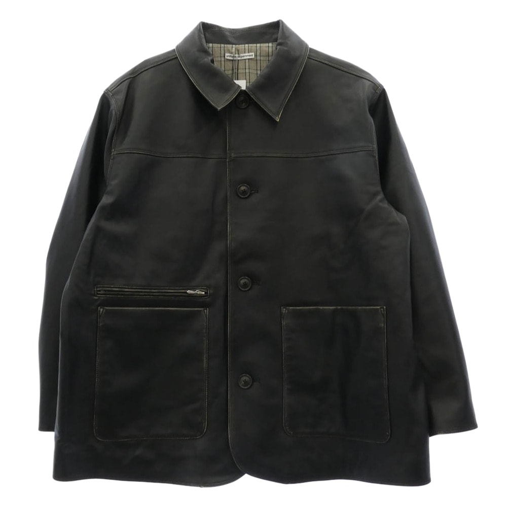 uniform experiment ユニフォームエクスペリメント コート 25AW UE-252000 LEATHER CAR COAT レザ ーカー コート ブラック系 2【新古品】【未使用】【中古】