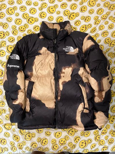 Supreme x The North Face Bleached Denim Print Nuptse Jacket "Black"