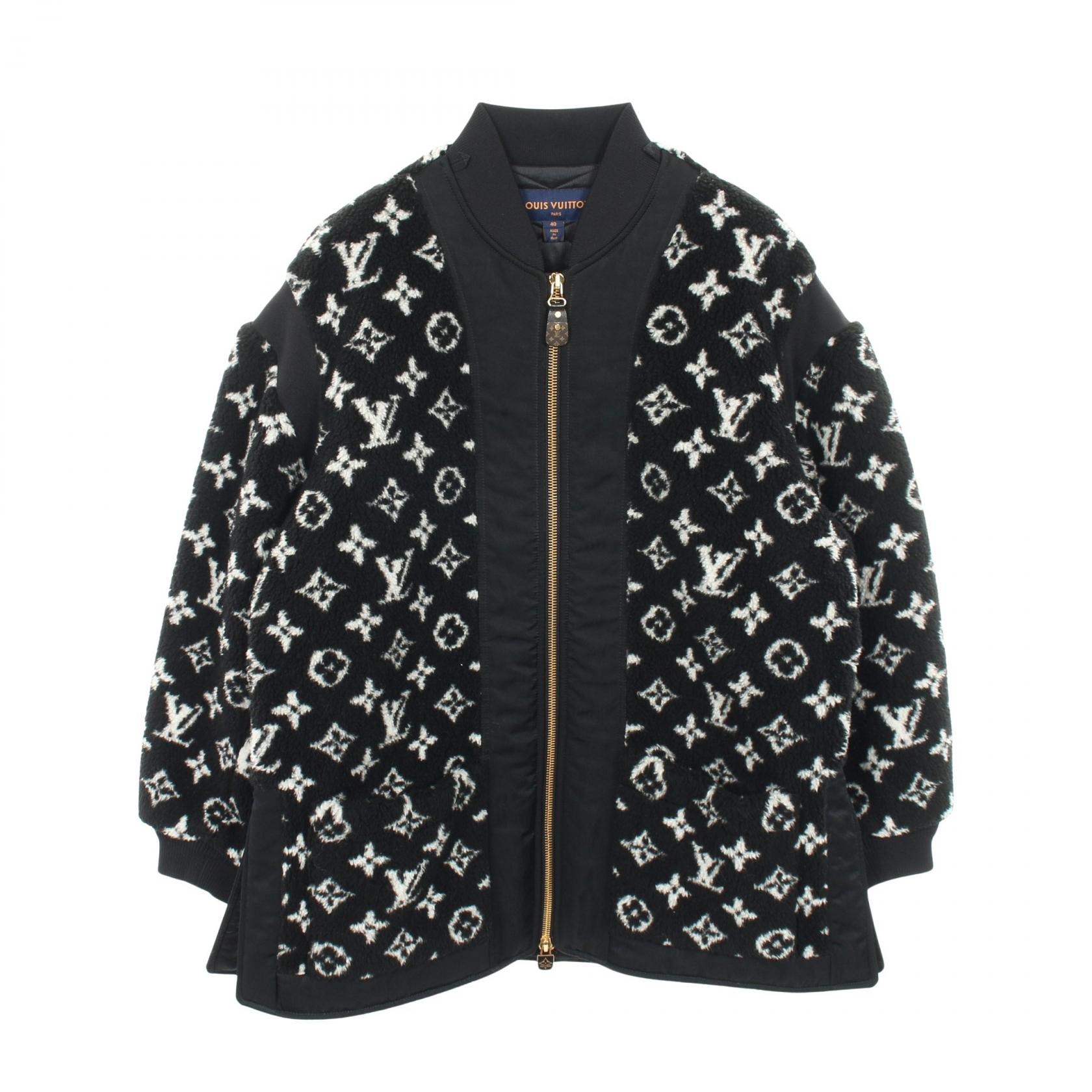 ルイ・ヴィトン LOUIS VUITTON モノグラム テディ ブルゾン 衣料品 アウター ウール レディース ブラック系 【中古】