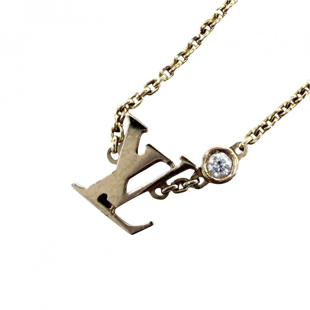 LOUIS VUITTON ルイヴィトン ネックレス モノグラム ペンダント イディール ブロッサム LV アクセサリー アジャスター付き K18イエローゴールド    ダイヤモンド0.03ct Q93626 ゴールド レディース 約4.1g【中古品】