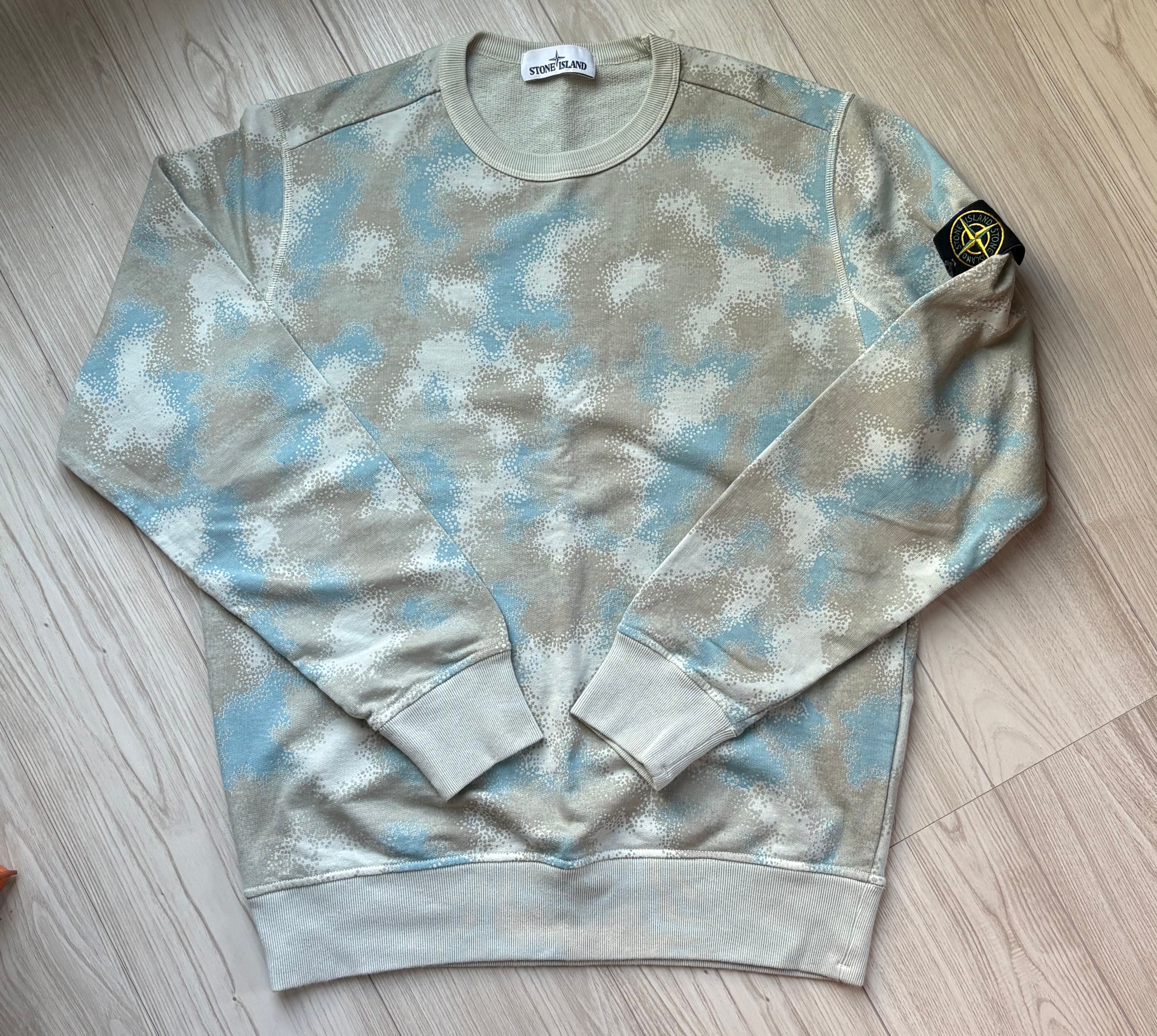 Stone Island 605E5 Camo Devore Print Sweatshirt - 20SS "Dove Grey"