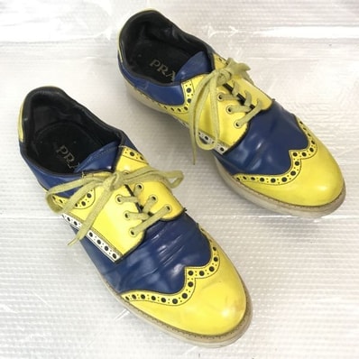 プラダ/PRADA MILANO★黄×青/ツートン/ウイングチップ【7/25.5-26.0/YELLOW×BLUE】sneakers/Shoes/trainers/boots◆senQ-355