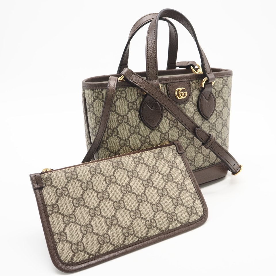 極美品 GUCCI グッチ GGスプリーム オフィディア スモール トートバッグ 811716 2wayハンドバッグ ベージュ ブラウン コーティングキャンバス レディース