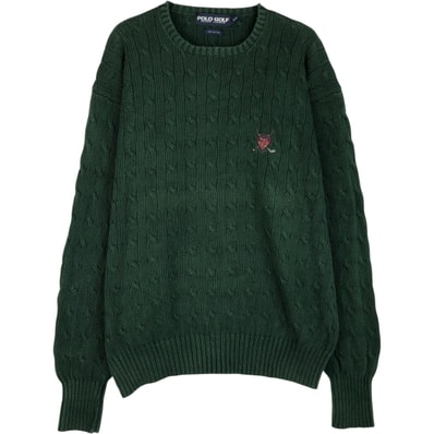 古着 ラルフローレン Ralph Lauren POLO GOLF ポロゴルフ ケーブル編み コットンニットセーター メンズL相当/eaa645929