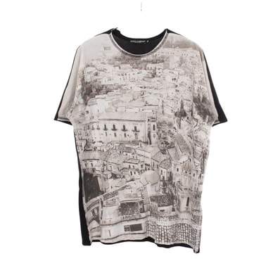 ドルチェアンドガッバーナ DOLCE & GABBANA グラフィック プリント 半袖Tシャツ 衣料品 トップス コットン メンズ ブラック系 【中古】