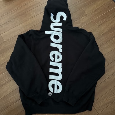 Supreme Satin Applique Hooded Sweatshirt (25FW) "Black"