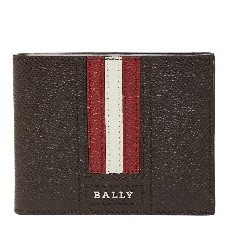 バリー トレインスポッティング 二つ折り財布 札入れ ダークブラウン レッド レザー メンズ BALLY 【中古】