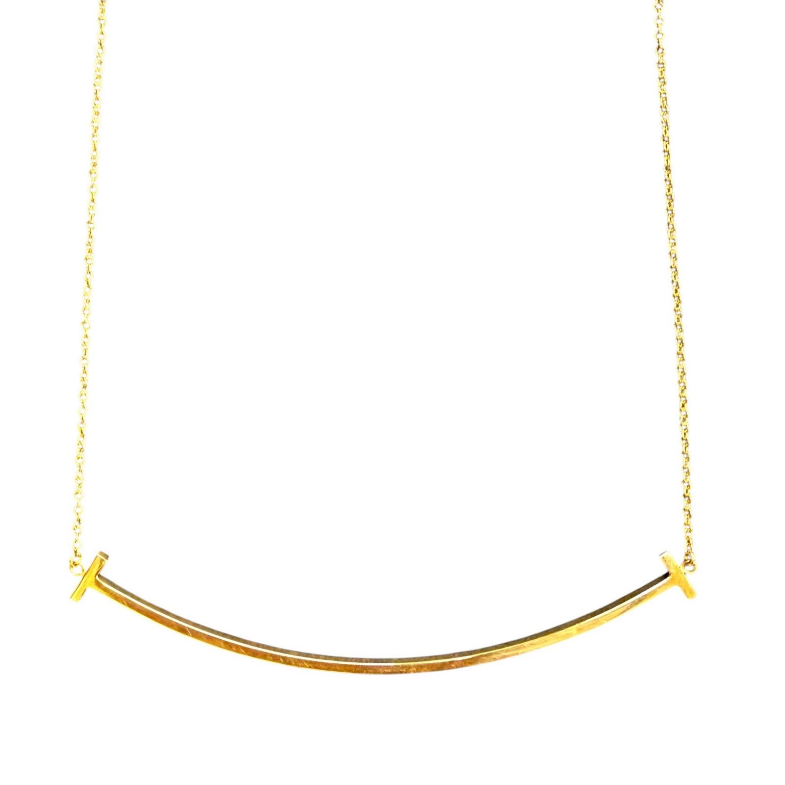 極美品 ティファニー ネックレス Tスマイル ペンダント イエローゴールド