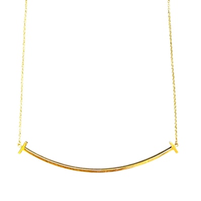 極美品 ティファニー ネックレス Tスマイル ペンダント イエローゴールド